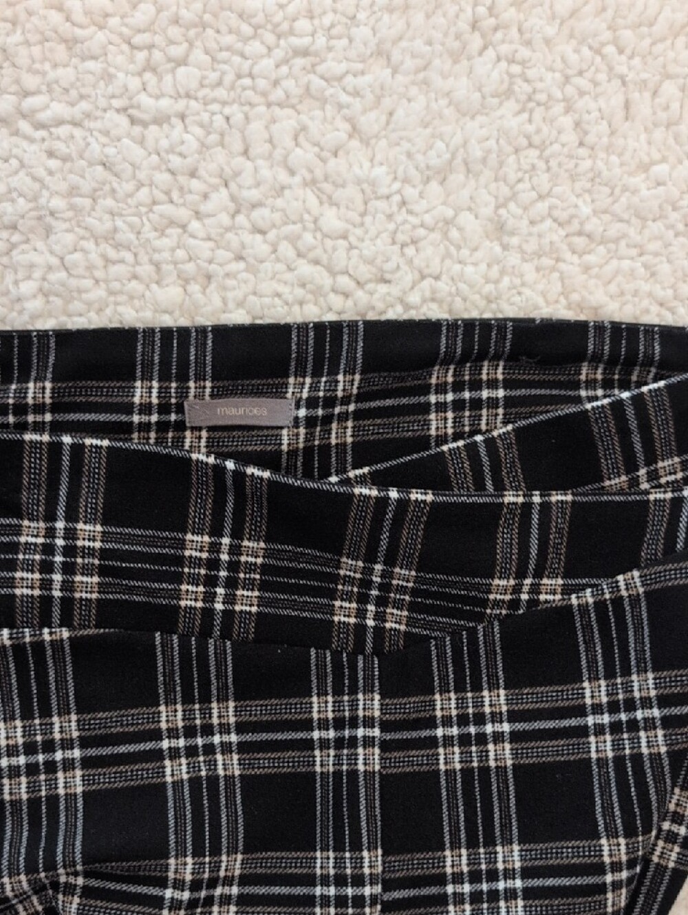 Maurices Black Plaid Pull-On Pants with Cream Accents - Picture 3 of 3